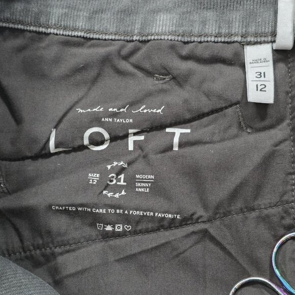 Ann Taylor Loft Pants Womens 12 Gray Corduroy Modern Skinny Ankle Cotton Stretch - Picture 13 of 16